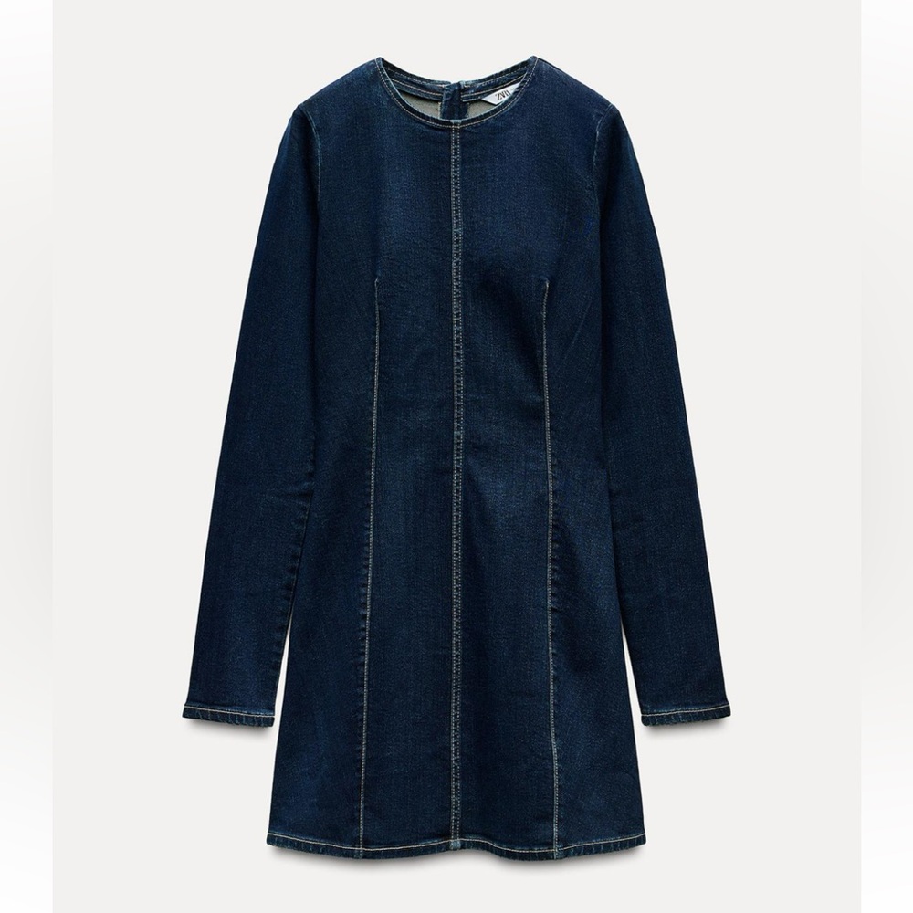 Zara Blue Denim Long Sleeve Dress